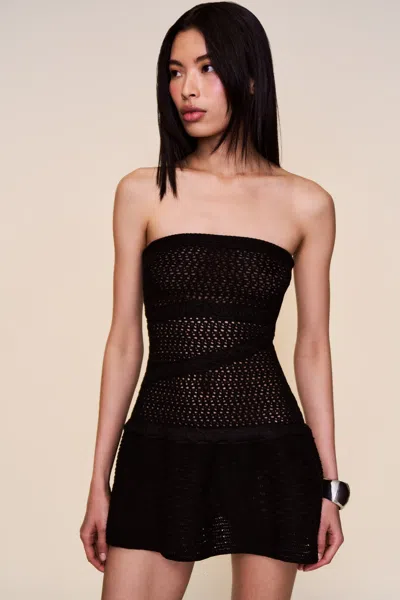 Danielle Guizio Ny Strapless Crochet Dress In Black