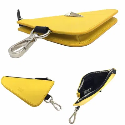 Pre-owned Fendi Yellow Leather Coin Purse/coin Case ()