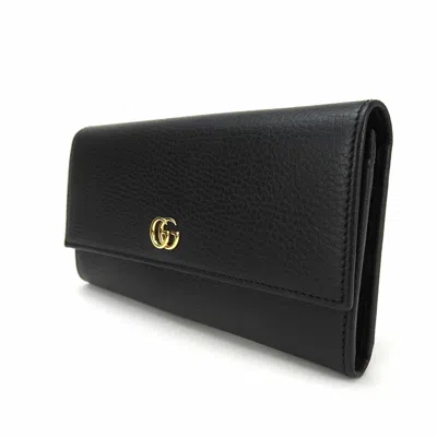 Pre-owned Gucci Black Leather Long Wallet (bi-fold) ()