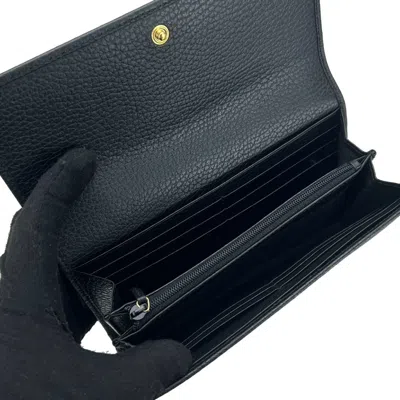 Pre-owned Gucci Black Leather Long Wallet (bi-fold) ()