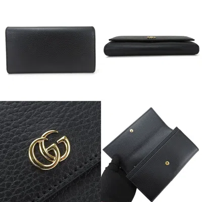 Pre-owned Gucci Black Leather Long Wallet (bi-fold) ()