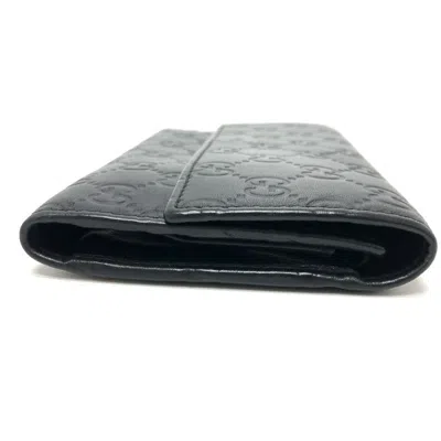 Pre-owned Gucci Black Leather Wallet (tri-fold) ()