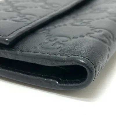 Pre-owned Gucci Black Leather Wallet (tri-fold) ()