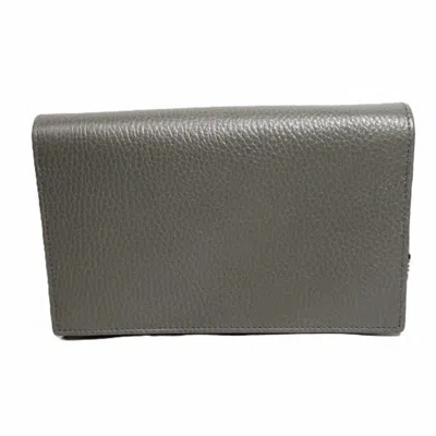 Pre-owned Gucci Gray Leather Chain/shoulder Wallet ()