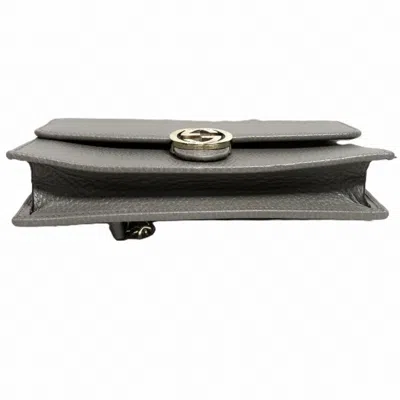 Pre-owned Gucci Gray Leather Chain/shoulder Wallet ()