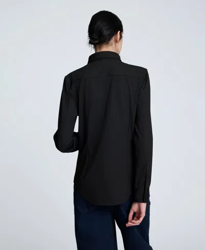Kenneth Cole Knit Button Front Long Sleeve Shirt In Black