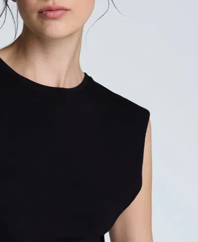 Kenneth Cole Sleeveless Side Rouched Knit Top In Black