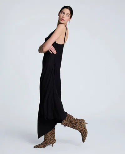 Kenneth Cole Asymmetrical Hem Cowl Neck Dress In Black