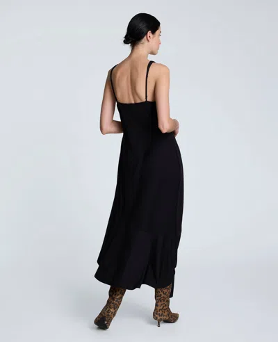 Kenneth Cole Asymmetrical Hem Cowl Neck Dress In Black