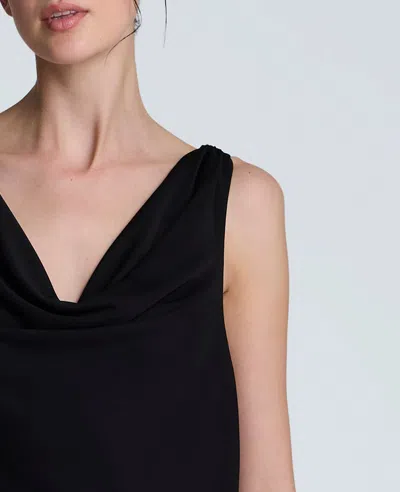 Kenneth Cole Asymmetrical Hem Cowl Neck Dress In Black