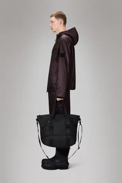 Rains Puffer Mix Tote Bag Mini In Black