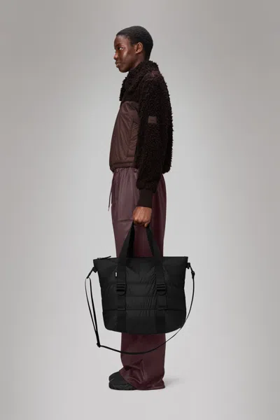 Rains Puffer Mix Tote Bag Mini In Black