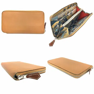 Pre-owned Hermes Brown Leather Long Wallet (bi-fold) ()