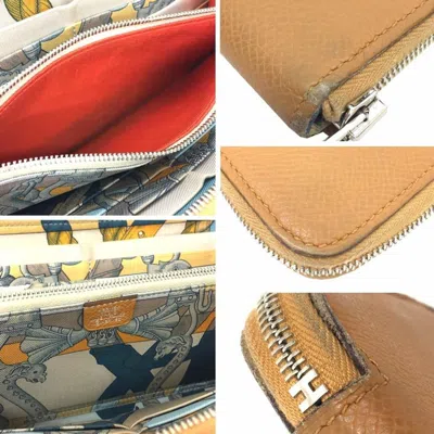 Pre-owned Hermes Brown Leather Long Wallet (bi-fold) ()