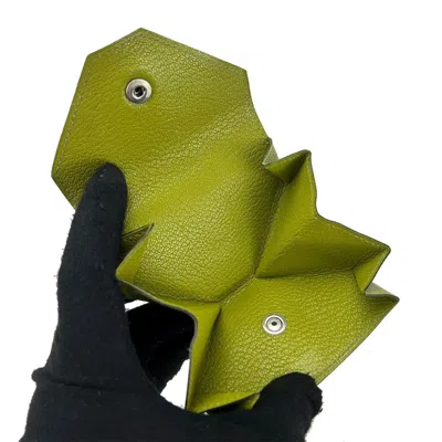 Pre-owned Hermes Le 24 Brown Green Chevre Leather Coin Purse/coin Case () In Multi