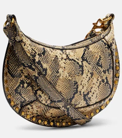 Isabel Marant Oskan Moon Python-effect Leather Shoulder Bag In Beige