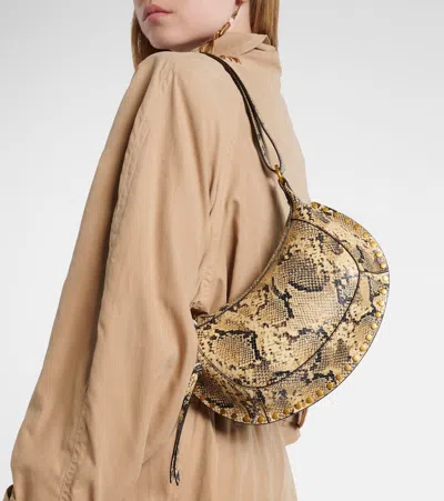 Isabel Marant Oskan Moon Python-effect Leather Shoulder Bag In Beige