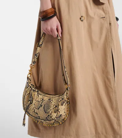 Isabel Marant Oskan Moon Python-effect Leather Shoulder Bag In Beige