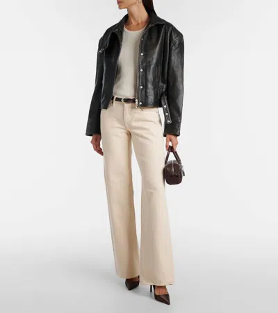 Christopher Esber Burnished Eddie Leather Bomber Jacket In Black