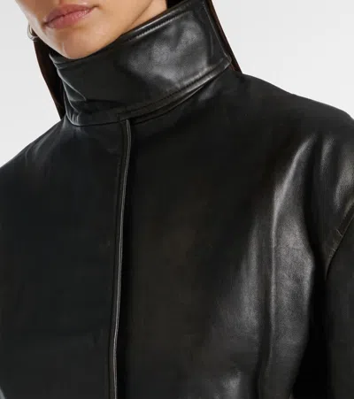 Christopher Esber Burnished Eddie Leather Bomber Jacket In Black