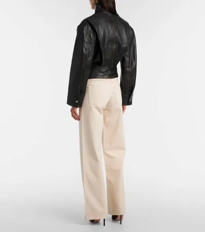 Christopher Esber Burnished Eddie Leather Bomber Jacket In Black