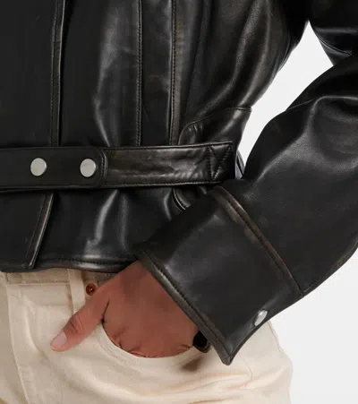 Christopher Esber Burnished Eddie Leather Bomber Jacket In Black