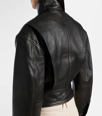 Christopher Esber Burnished Eddie Leather Bomber Jacket In Black