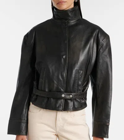 Christopher Esber Burnished Eddie Leather Bomber Jacket In Black