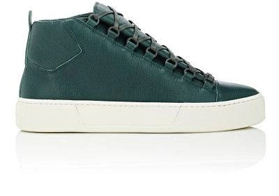 Balenciaga Arena Leather High-top Sneakers In Green