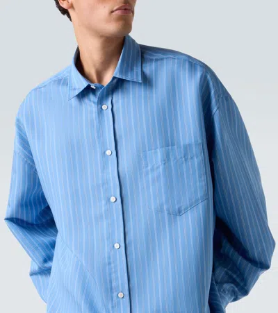 Acne Studios Striped Long Sleeve Button Up Shirt In Blue