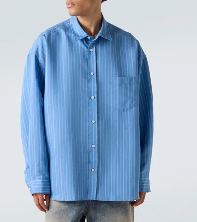 Acne Studios Striped Long Sleeve Button Up Shirt In Blue