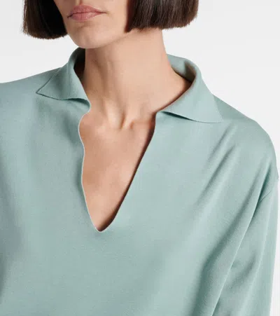 Loro Piana Silk And Cotton Polo Sweater In Gray