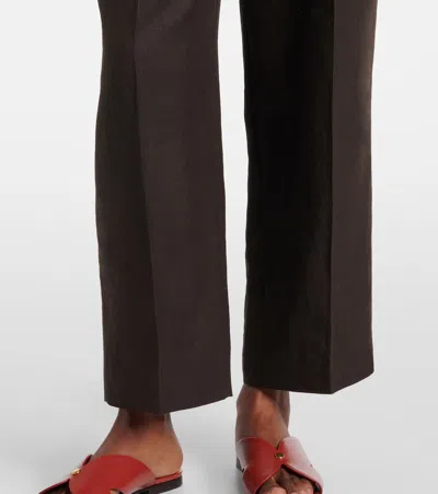 Loro Piana High-waisted Straight-leg Pants In Brown
