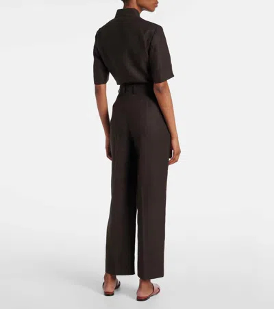 Loro Piana High-waisted Straight-leg Pants In Brown