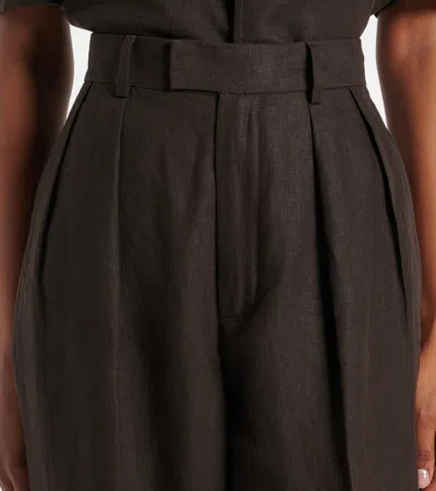 Loro Piana High-waisted Straight-leg Pants In Brown