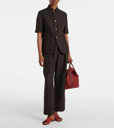 Loro Piana High-waisted Straight-leg Pants In Brown
