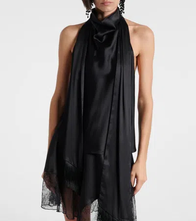 Nina Ricci Halterneck Fringed Top In Black