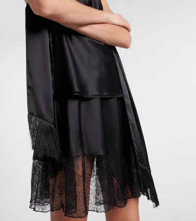 Nina Ricci Halterneck Fringed Top In Black