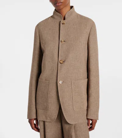 Loro Piana Linen Jacket In Brown