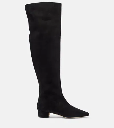 Manolo Blahnik Gore 30 Suede Over-the-knee Boots In Animal Print