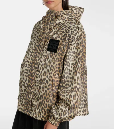 Ganni Leopard Print Jacket In Multi