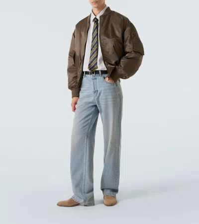 Saint Laurent Ter-repllent Serge Nylon Bomber Jacket In Brown