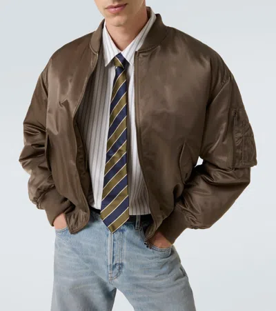 Saint Laurent Ter-repllent Serge Nylon Bomber Jacket In Brown