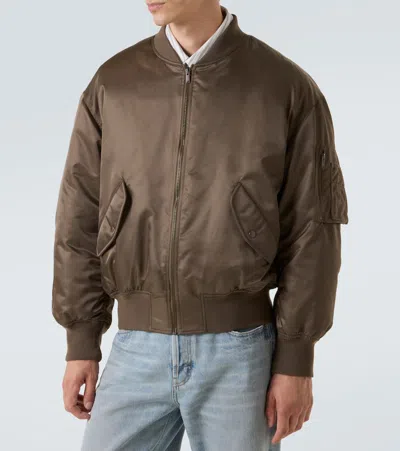 Saint Laurent Ter-repllent Serge Nylon Bomber Jacket In Brown