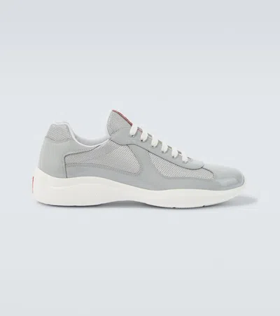 Prada America's Cup Panelled Sneakers In Gray