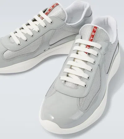 Prada America's Cup Panelled Sneakers In Gray