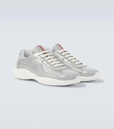 Prada America's Cup Panelled Sneakers In Gray