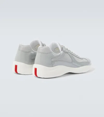 Prada America's Cup Panelled Sneakers In Gray