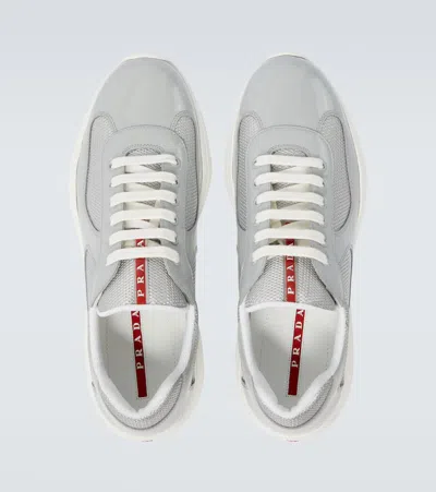 Prada America's Cup Panelled Sneakers In Gray