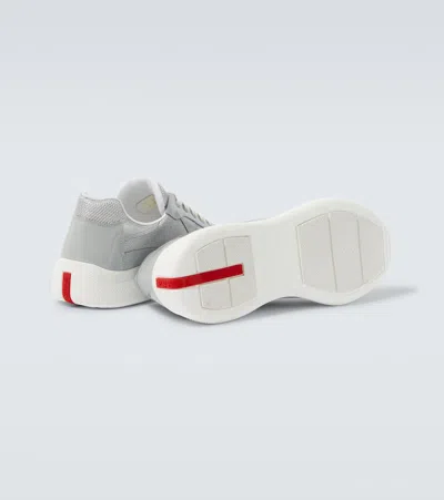 Prada America's Cup Panelled Sneakers In Gray